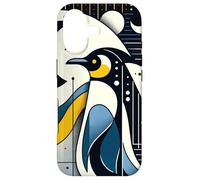 Navy Blue Yellow Geometric Penguin Night Moon Phase Pattern Coque pour iPhone 17