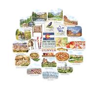 Navy Peony Autocollants de Voyage Confortables Colorado (28 pcs) - Plein air, Rocheuses, Denver, Thème Amérique, Souvenirs pour scrapbooking et carnets