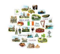 Navy Peony Autocollants de Voyage Irlande Émeraude (34 pcs) - Décorations irlandaises pour scrapbooking et carnets