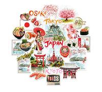 Navy Peony Autocollants de voyage Japon impérial (29pcs) - Petits motifs japonais dessinés à la main pour scrapbooking et carnets