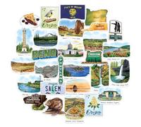 Navy Peony Autocollants de Voyage Oregon Époustouflants (28 pièces) - Thème Portland, Nature, Plein Air, État Américain - Pour Scrapbooking et Journaux de Voyage