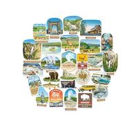 Navy Peony Autocollants du parc national de Yellowstone (28 pièces) - Illustrations faites à la main, stickers nature et Amérique pour carnets, scrapbooks et gourdes