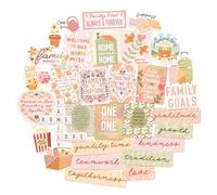 Navy Peony Autocollants Vision Board Famille "Bonds and Dreams" (30 pièces) - Peach Fuzz, Stickers Floraux Pastel pour l’Unité Familiale, Scrapbooking, Fêtes Vision Board