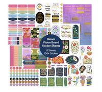 Navy Peony Bloom & Grow Stickers pour tableau de vision (340 stickers, 8 feuilles) - stickers inspirants avec feuille d'or pour planners, journaux intimes, soirées tableau de vision.