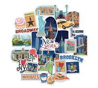 Navy Peony Iconic New York State Travel Stickers (28pcs) - Décorations new-yorkaises pour scrapbooking et carnets