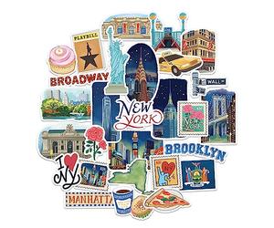 Navy Peony Iconic New York State Travel Stickers (28pcs) - Décorations new-yorkaises pour scrapbooking et carnets