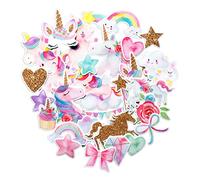 Navy Peony Lot de autocollants magiques motif licorne arc-en Lot de 34 - autocollants mignons pour fête et princesse pour filles | Autocollants imperméables pour bouteilles d'eau