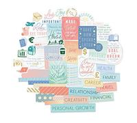 Navy Peony Stickers de tableau de vision minimaliste avec citations (51 pièces) - Stickers de motivation et d'inspiration pour le réglage des objectifs, planners, journaux et scrapbooks