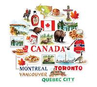 Navy Peony Stickers de voyage époustouflants du Canada (29 pièces) - Aquarelle, Décalcomanies canadiennes pour journaux, bouteilles d'eau, valises, albums de souvenirs, bricolages de la fête du Canada