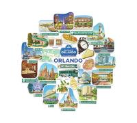 Navy Peony stickers de voyage Orlando - Illustrés à la main, aquarelle, finition mate, découpés à la forme - Pour scrapbooking, carnet (28 pièces)