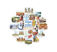 Navy Peony stickers grand format Argentine - Illustrés à la main, aquarelle, finition brillante, imperméables - Pour valises, ordinateurs portables, gourdes (28 pièces)