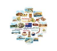 Navy Peony stickers grand format Australie - Illustrés à la main, aquarelle, finition brillante, imperméables - Pour valise, ordinateur portable, gourde (32 pièces)