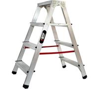 Nawa échelle escabeau Double Pliant 4 marches Aluminium antidérapant Hauteur Max. Accessible des Deux côtés 2 x 4 Niveaux Charge Max. 150 Kg. Fabriqué en Europe