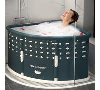 nawoefii Baignoire pliable, baignoire portable, baignoire adulte, grande baignoire pliable, baignoire d'angle pliante sans effort, forme de ventilateur Vert