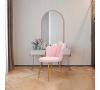nawoefii Fauteuil Coiffeuse, Chaise Coiffeuse, Fauteuil Coquillage, avec Dossier de pétale, Pieds métalliques dorés pour coiffeuses, d'appoint élégant pour Chambre à Coucher et Salon Rose B