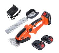 nawoefii Trimmer de la haie électrique, coupe-couverture sans fil, 2 en 1 mini coupe-haies et cisaillements d'herbe, coupe-herbe à main, coupe-haie avec 2 batteries et chargeur rechargeables Orange