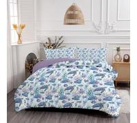 NAWVNMI Animaux Marins Couvre Lit Matelassé Réversible 220×240 cm