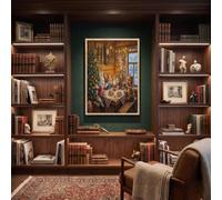 NAWVNMI Cabane De Conte De Fées Forêt Impression sur Toile 80x120cm Image Tableau Decoration Murale Fête De Noël Sur Le Thème Des Animaux Tableaux Decoratifs Muraux Chambre Décoration Salon Art Wall