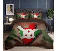 NAWVNMI Couvre-lit 220×240 cm avec Burundi Imprimé, Dessus de Lit 2 Personnes, Boutis Courtepointe Matelassé Réversible avec 2 Taies d'oreiller pour Toutes Les Saisons