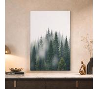 NAWVNMI Forêtpaysage Impression sur Toile Peinture Tableau Mural Decoration pour le salon, la décoration de la maison, Forêt Brumeusede Conifères, 80x120cm(31x47in)