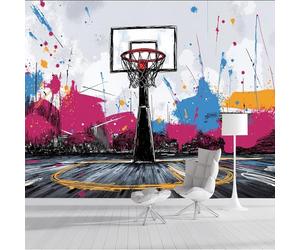 NAWVNMI Graffiti De Rue Papier Peint Panier De Basket Fond Mur Grande Murale Salon Canapé TV Fond Mur Papier Peint Chambre D'Enfants Salle de SéJour Chambre à Coucher- 450 x 315cm