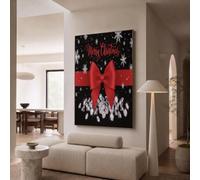 NAWVNMI Illustrations De Luxe Noël Impression sur Toile Peinture Tableau Mural Decoration pour le salon, la décoration de la maison, Nœud Papillon Diamant Flocon De Neige, 30x40cm(12x16in)