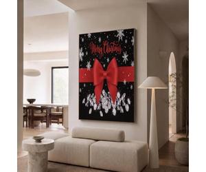 NAWVNMI Illustrations De Luxe Noël Impression sur Toile Peinture Tableau Mural Decoration pour le salon, la décoration de la maison, Nœud Papillon Diamant Flocon De Neige, 30x40cm(12x16in)