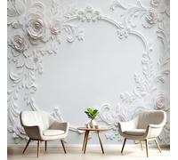 NAWVNMI Papier Peint Panoramique 3D Soie Baroque Relief -200 x 140cm -Peinture Murale Floral Cadre Photo Poster Tableaux Muraux Salon Chambre Bureau Couloir Mural Décoration