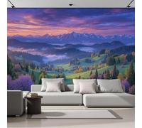 NAWVNMI Papier Peint Panoramique 3D Soie Hautes Montagnes Vallées -400 x 280cm -Peinture Murale Lever De Soleil Brume Photo Poster Tableaux Muraux Salon Chambre Bureau Couloir Mural Décoration