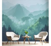 NAWVNMI Papier Peint Panoramique 3D Soie Montagne De Brouillard -450 x 315cm -Peinture Murale Chaîne De Montagnes Forêt Photo Poster Tableaux Muraux Salon Chambre Bureau Couloir Mural Décoration