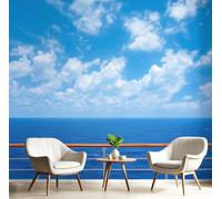 NAWVNMI Papier Peint Panoramique 3D Soie Pont De Navire De Croisière -350 x 256cm -Peinture Murale Océan Infini Photo Poster Tableaux Muraux Salon Chambre Bureau Couloir Mural Décoration