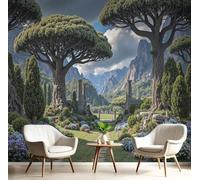NAWVNMI Papier Peint Panoramique 3D Soie Rome Antique Forêt -450 x 315cm -Peinture Murale Prairie Fleurs Photo Poster Tableaux Muraux Salon Chambre Bureau Couloir Mural Décoration