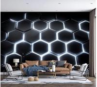 NAWVNMI Papier Peint Panoramique 3D, Structure Nid D’Abeille - Autocollant Mural pour Salon Chambre À Coucher Couloir, Style Moderne Techno Poster Geant Murale 250 x 175cm