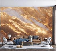 NAWVNMI Papier Peint Panoramique 3D, Texture De Feuille D'Or - Autocollant Mural pour Salon Chambre À Coucher Couloir, Ornementale Décorative Poster Geant Murale 400 x 280cm