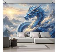 NAWVNMI Papier Peint Panoramique Dragon De L'Est 450 x 315cm - Décoration Murale Montagne Enneigée - Murales Papier Peint Soie pour Chambre Salon - Moderne Poster Tableaux Photo Muraux