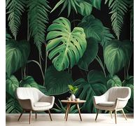 NAWVNMI Papier Peint Panoramique Feuilles Monstera Fougère Soie, 300x210cm Papier Peint Nature Plantes Feuill - Murales Tapisserie pour Salon, Adulte Chambre d'enfants, Étude Décoration