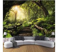 NAWVNMI Papier Peint Panoramique Forêt Pont En Bois, 3D Poster Geant Mural Paysage Fantastique, Tapisserie Panoramique Salon, Décoration Murale Chambre, 200 x 140cm