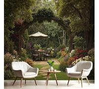 NAWVNMI Papier Peint Panoramique Jardin Ombre Fleurs Plantes Soie, 450 x 315cm, Poster geant Mural, pour Salon Chambre restaurant Décoration Murale