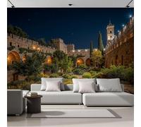 NAWVNMI Papier Peint Panoramique Mur En Pierre Jardin Tour Ancienne De L'Horloge Soie, 450 x 315cm, Poster geant Mural, pour Salon Chambre restaurant Décoration Murale