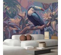 NAWVNMI Papier Peint Panoramique Toucan Brindille Soie, 3D Tissu de soie Murale, 200 x 140cm (L×H), Exotique Feuilles Mural Personnalisé 3D pour Salon Chambre Décoration Murale