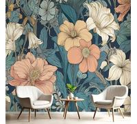 NAWVNMI Papier Peint Soie Panoramique Gardénia Hibiscus Pour Chambre Salon, Fleurs Art Nouveau Moderne Photo Soie pour chambre salon (400x280cm - 8 lés)