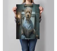 NAWVNMI Poster Décor De Salle De Bain Rétro, Caniche En Pyjama Lisant Un Journal Decoration Affiche, 40x60cm Poster Mural Decoration Murale, Affiche Toilette, Sans Cadre