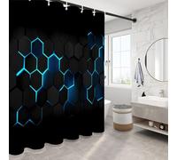 NAWVNMI Rideau de Douche 180 x 200 cm, Lumineux Hexagonal Simple Géométrique, Décoration de Salle de Bain Anti-moisissure Imperméable Lavable en Polyester avec œillets et Anneaux de Rideau de Douche