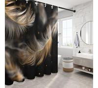 NAWVNMI Rideau de Douche 240 x 200 cm, Plumes Textures Élégance Luxe, Décoration de Salle de Bain Anti-moisissure Imperméable Lavable en Polyester avec œillets et Anneaux de Rideau de Douche