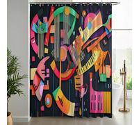 NAWVNMI Rideau de Douche Anti Moisissure Abstrait Formes 180 x 200 cm, Découpes Fragments Lavables Textile imperméable Rideau de Bain pour Baignoire avec 12 Crochets pour Baignoire