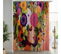 NAWVNMI Rideau de Douche Anti Moisissure Élégance Femmes Rideau Douche Tissu Imperméable Polyester 240 x 200 cm Printemps Fleurs Rideaux de Douche Baignoire Lavable Machine - Rose Violet
