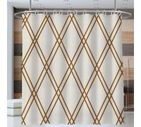 NAWVNMI Rideau de Douche Diamant Motif Symétrie Lignes Crème Rideau de Bain Tissu Polyester Anti Moisissure Imperméable Lavable Rideaux Salle de Bain 240 x 200 cm avec 12 Crochets