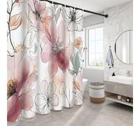 NAWVNMI Rideau Douche Anti Moisissure, Rideau de Douche 240 x 200 cm Aquarelle Fleurs Art Moderne Rideaux de Baignoire Tissu Lavable Imperméable Rideaux Salle de Bain avec Crochets