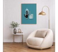 NAWVNMI Science-Fiction Illustration Art Mural Décor, Chat Noir Astronaute Impression Sur Toile Bleu Lac Noir Peintures Decor Mural Maison pour Salon Chambre Cuisine 50x70cm
