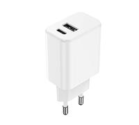 naXlife Chargeur rapide 3 A 20 W PD+QC3.0 USB + USB Type-C compatible avec smartphone Blanc